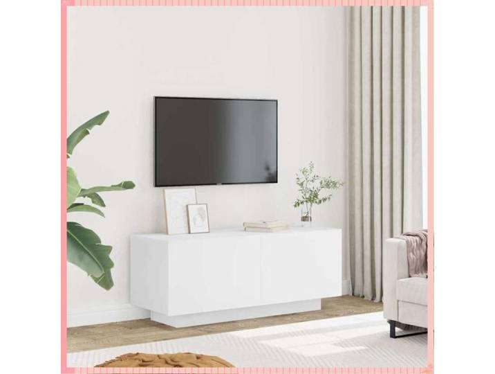 meuble tv - 100x35x40cm - Finition Premium - Conception Intelligente - Architecture Distinctive - Blanc - Pour Salon