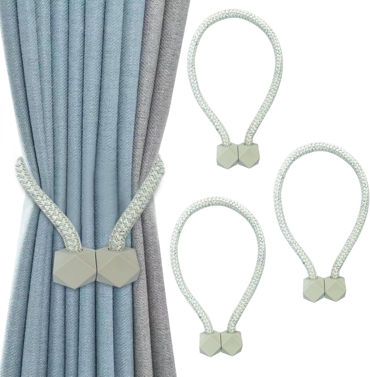 Set van 4 magnetische gordijnhouders in beige