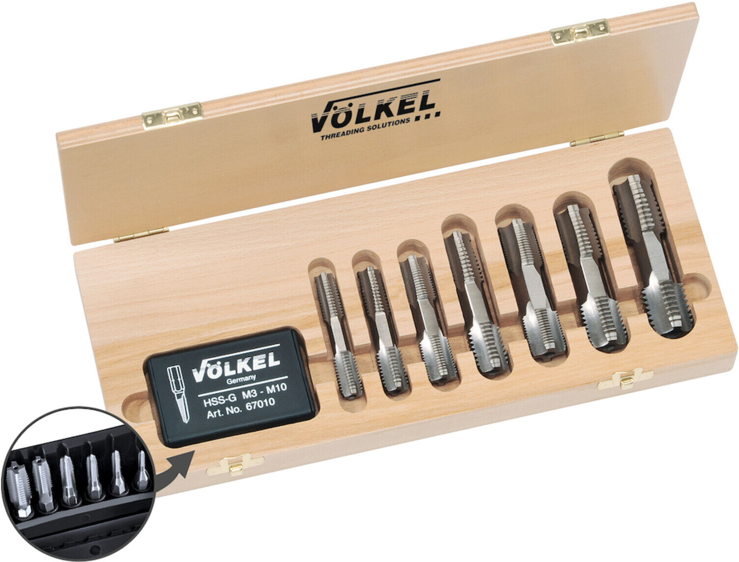 VÖLKEL Handgewindebohrersatz HexTap G1/8-1 Zoll HSSG ISO2 (6H) ; VÖLKEL Threading Solutions (48608)
