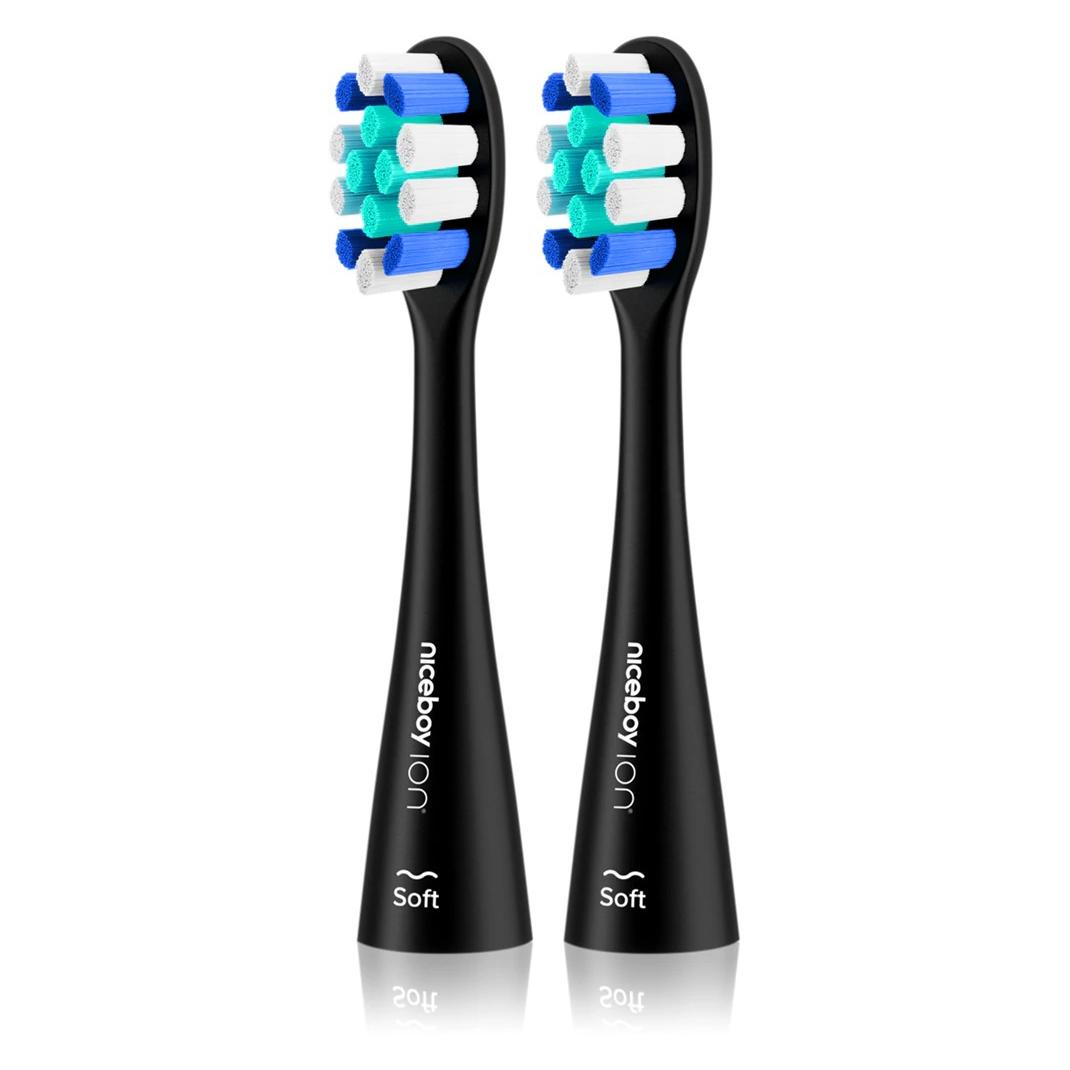 Niceboy ION Sonic Lite Ersatzbürstenkopf - Soft, Schwarz, 2 Stück (2x) (sonic-lite-soft-black)