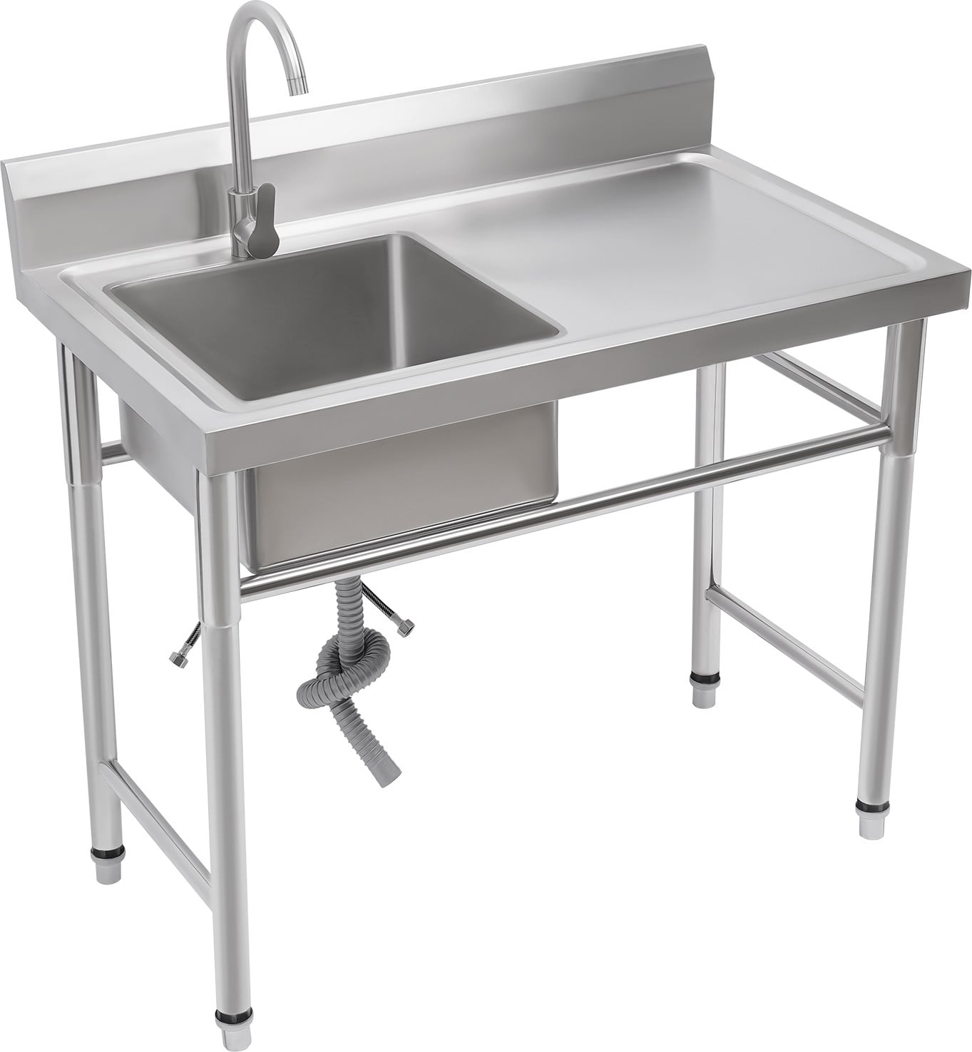 Easybuy Roestvrijstalen spoelbak met kraan en accessoires, links geplaatst, B/D/H: 100 x 60 x 93 cm