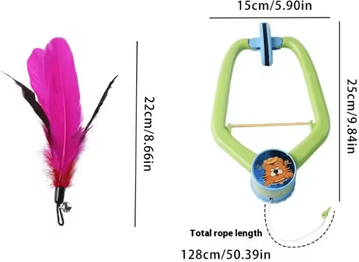 Inspire Curations Door Hanging Feather Chase Cat Toy Interactive Self Play Teaser a3