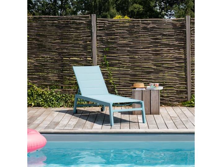 Bain de soleil BARBADOS en textilène bleu clair - aluminium bleu clair