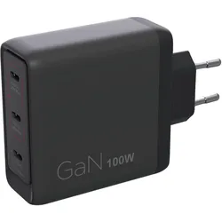 Lenovo Multi-Port USB-C 100W GaN-Ladegerät/ Netzteil Schwarz inkl. USB-C Kabel (1,8m) (100 W), Notebook Netzteil, Schwarz