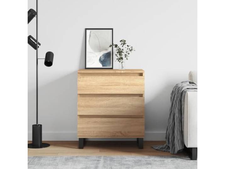 HEFZGDB Sideboard Sonoma-Eiche aus Holzwerkstoff mit Eisenbeinen und viel Stauraum für das Wohnzimmer, modernes Sideboard mit zeitlosem Design zur Aufbewahrung und Dekoration