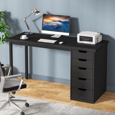 1Easylife 47 inch Computer Wood Desk Office Desks with 5-Drawer, Writing Desk with Metal Frame for Bedroom Study