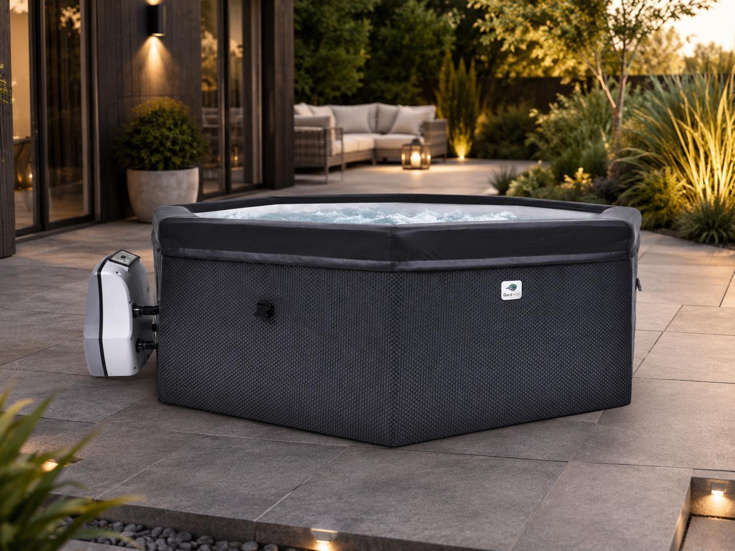 Whirlpool 193 cm, 6 Personen, 90 Luftdüsen, bis 40 °C, 1200 L