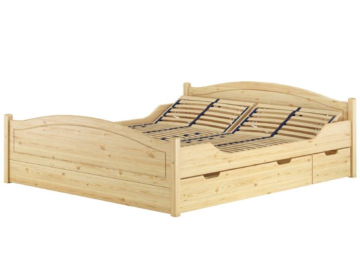 Kieferholzbett Holzbett Gästebett Doppelbett 180 x 200 cm Massiv Natur