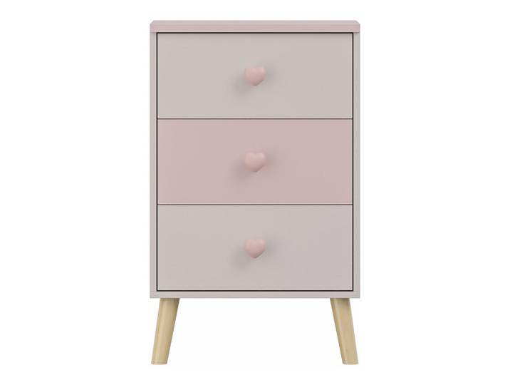 [en.casa] Kinderkommode Sandnes, Weiß, Rosa, Holz, Kiefer, 3 Schubladen, Rechteckig, 38x61.5x30 cm, Baby- und Kindermöbel