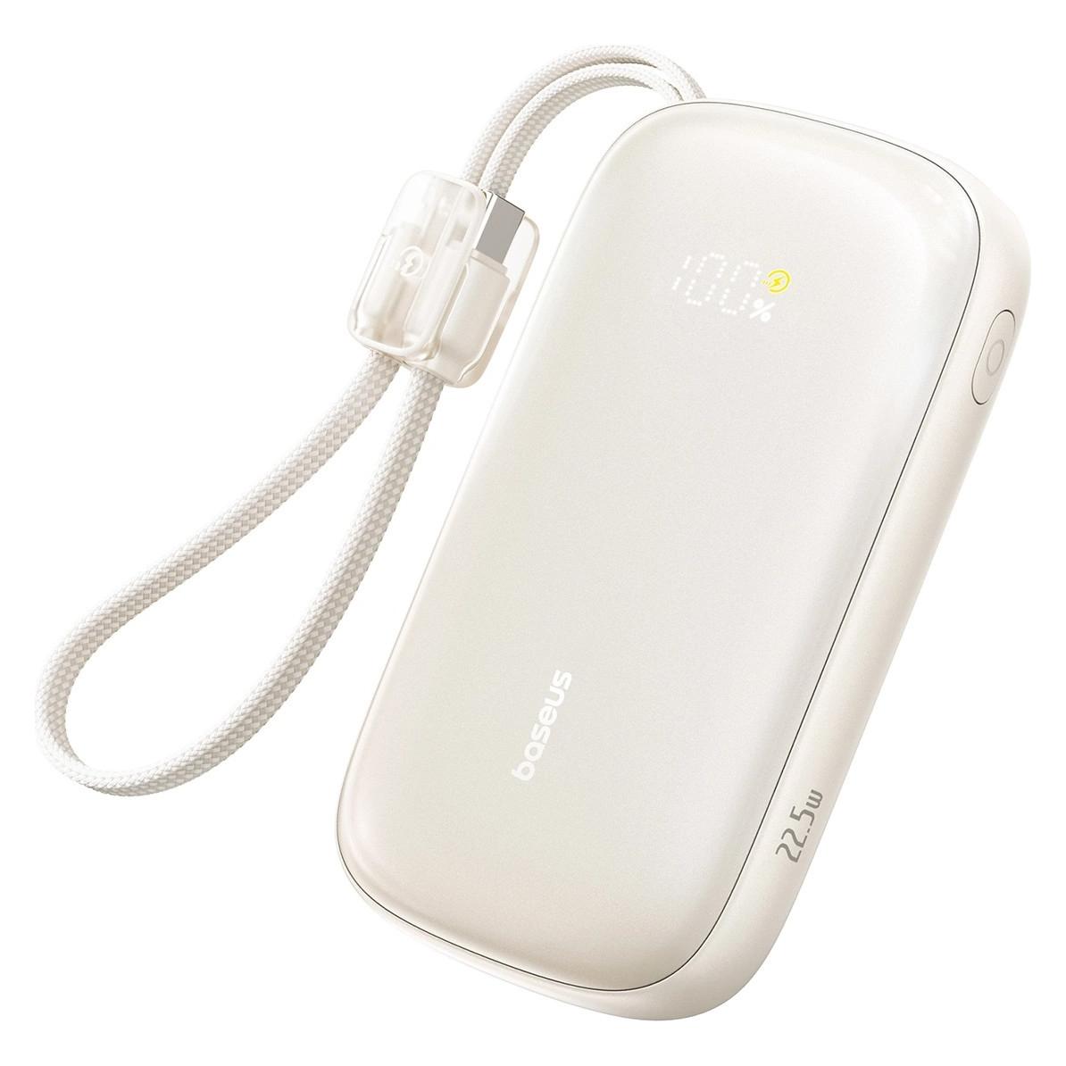Baseus EnerFill FC21 Qpow 3 Ultra 20000mAh 22,5W Powerbank mit Display und Kabel - Beige (20000 mAh, 22.50 W) (6932172692513)