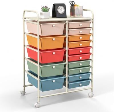 Dovelina 15-Drawer Utility Rolling Cart with Drawers Multi-Use Storage