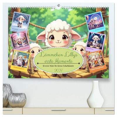 Lämmchen Lillys erste Momente (hochwertiger Premium Wandkalender 2027 DIN A2 quer), Kunstdruck in Hochglanz