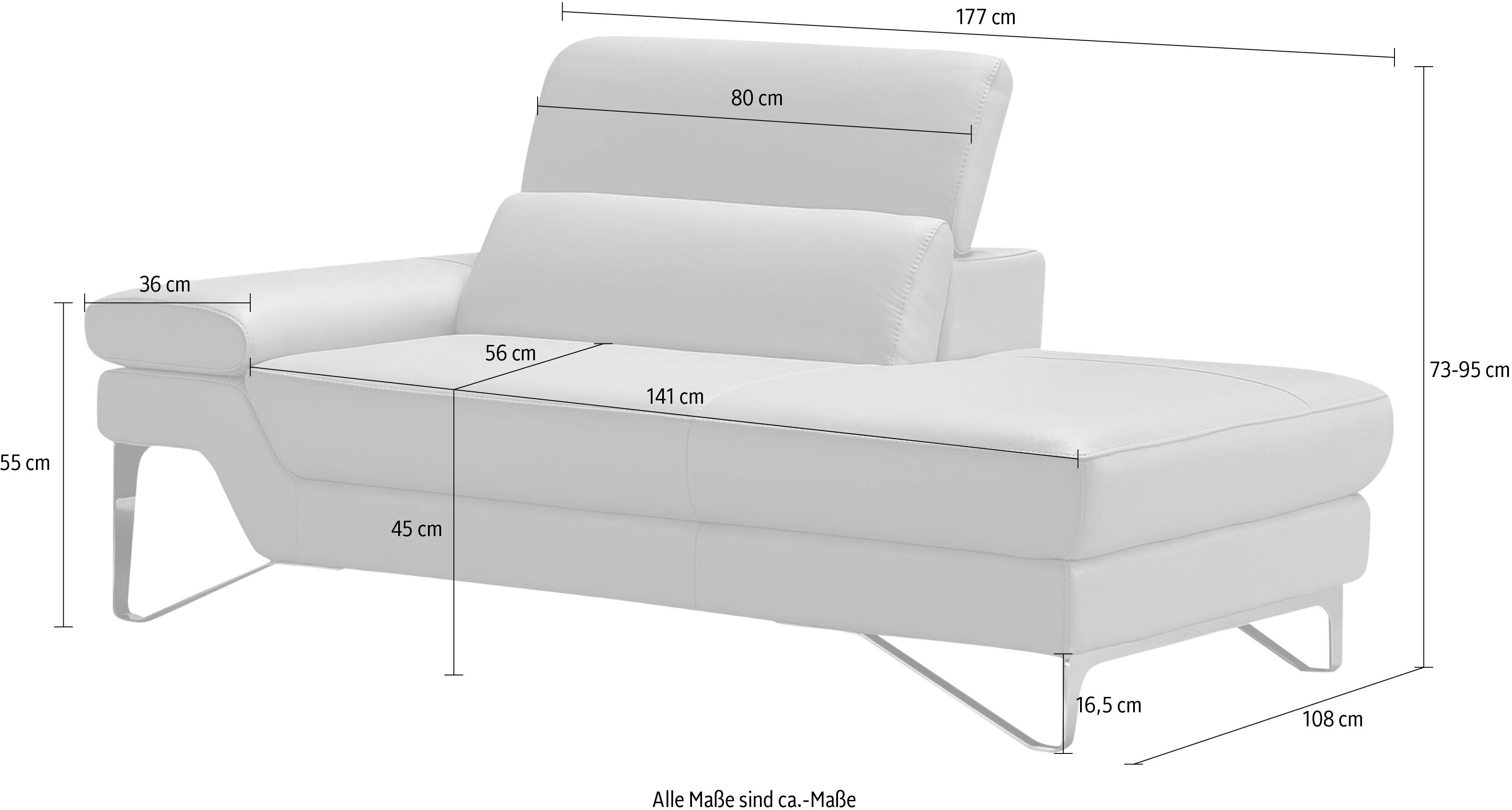 Ottomane EGOITALIANO "Princess, elegantes Designsofa mit erstklassigem Sitzkomfort", rot (burgundy), B:177cm H:95cm T:108cm, Leder CAREZZA (echtes Rindsleder) ist ein Naturleder, dass die ursprünglichen Eigenschaften der Haut nicht verändert. Das Vorhande