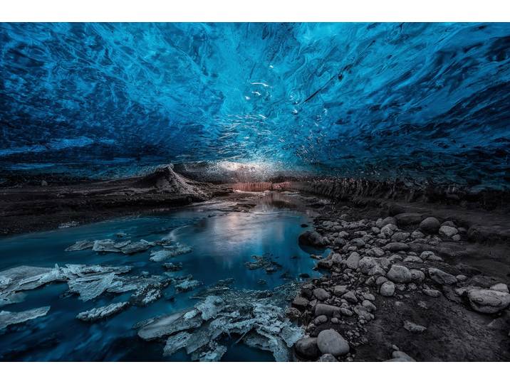 Fototapete PAPERMOON Photo-Art JAVIER DE LA, EISHÖHLE , bunt, B:1,5m L:1,11m, Vlies, Tapeten, Fototapete