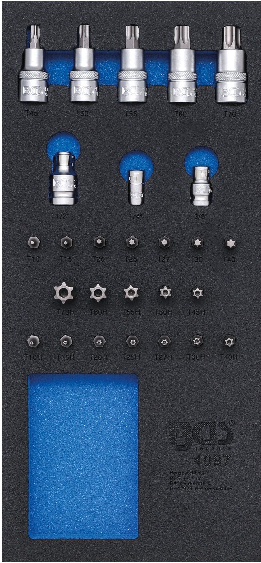 BGS Werkstattwageneinlage 1/3: Bit- und Bit-Einsatz-Sortiment 27 teilig ; BGS technic (4097)
