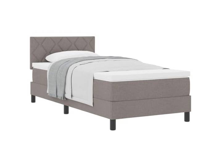 PUGYNBK Boxspringbett, 100 x 200 cm, gepolstertes Kopfteil Federschaum-Matratze, mittlere Festigkeit, Kiefernholz, höhenverstellbar