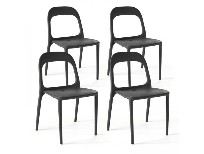Oviala - Lot de 4 chaises en plastique avec dossier ajouré empilables