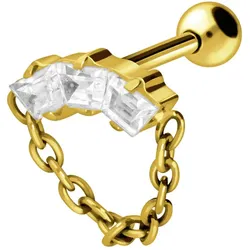 Titan Ohrpiercing KRISTALLBOGEN + KETTE