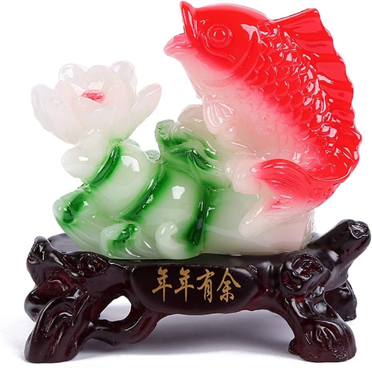 Vis Standbeeld Fortuin Goud - Feng Shui Woondecoratie
