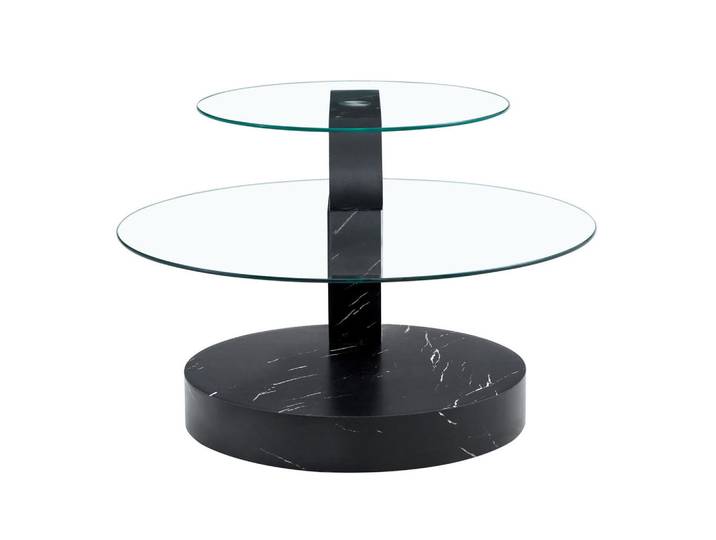 Okwish Couchtisch 89.9/69.9/43.2 transparent aus Holzwerkstoff und Glas mit mehrstufigen Ablageflächen, Transparent, 69.9x43.2x89.9 cm, Wohnzimmer, Wohnzimmertische, Couchtische