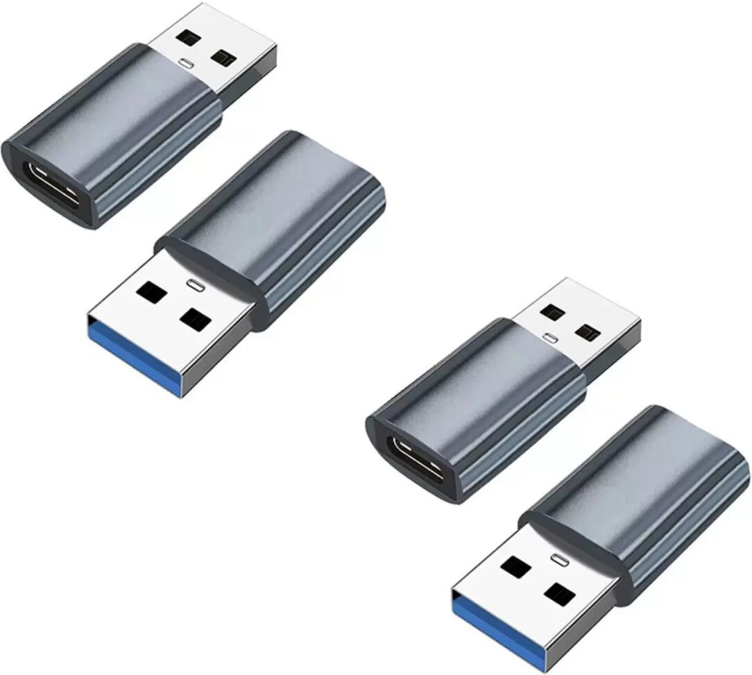 INF Type-C-zu-USB-3.0-Adapter 4er-Pack - USB C Female zu USB A Male Schnelllade-Adapter, ABS+Aluminiumlegierung Grau