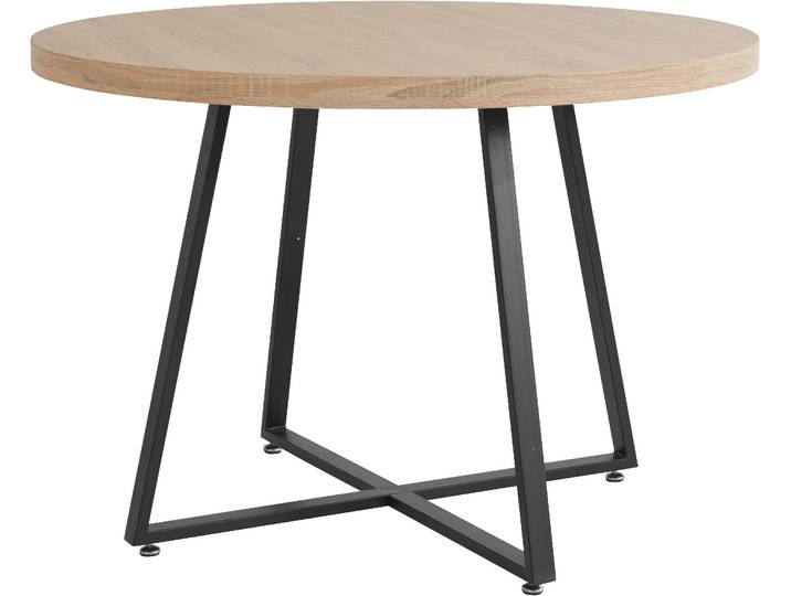 Esstisch GOODPRODUCT Anja , beige (naturfarben), B:110cm H:76cm T:110cm, Tische, Esstisch, Kreuzfussgestell aus Metall, Naturholz Optik Tischplatte