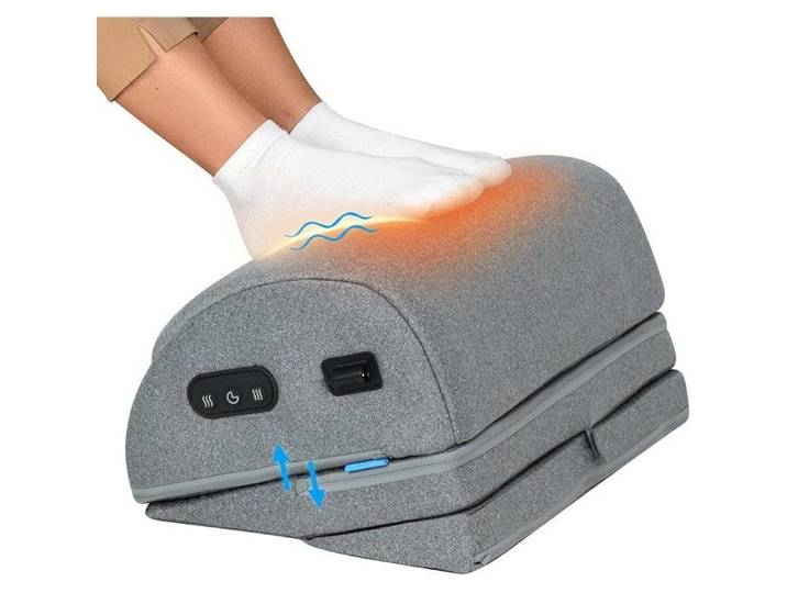 Repose-Pieds de Bureau avec Chauffage & Vibration Chauffe-Pieds Réglable en 3 Hauteurs Fonction Chaleur et Gris