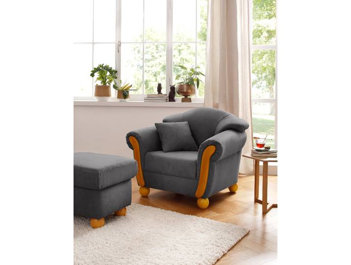 Sessel HOME AFFAIRE Milano, Loungesessel, bequem, Federkern, Breite 103cm , grau (dunkelgrau), B:103cm H:83cm T:81cm, Sessel, Sessel, hoher Sitzkomfort mit Federkernpolsterung, incl. Zierkissen