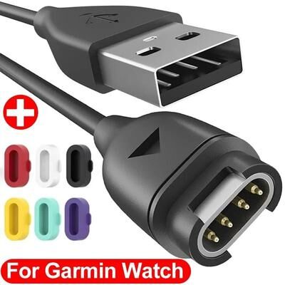 Uplift Essentials Professional High Stability USB Charging Cable And Protective Dust Plug Kit For Garmin Smartwatches dock black Plugs