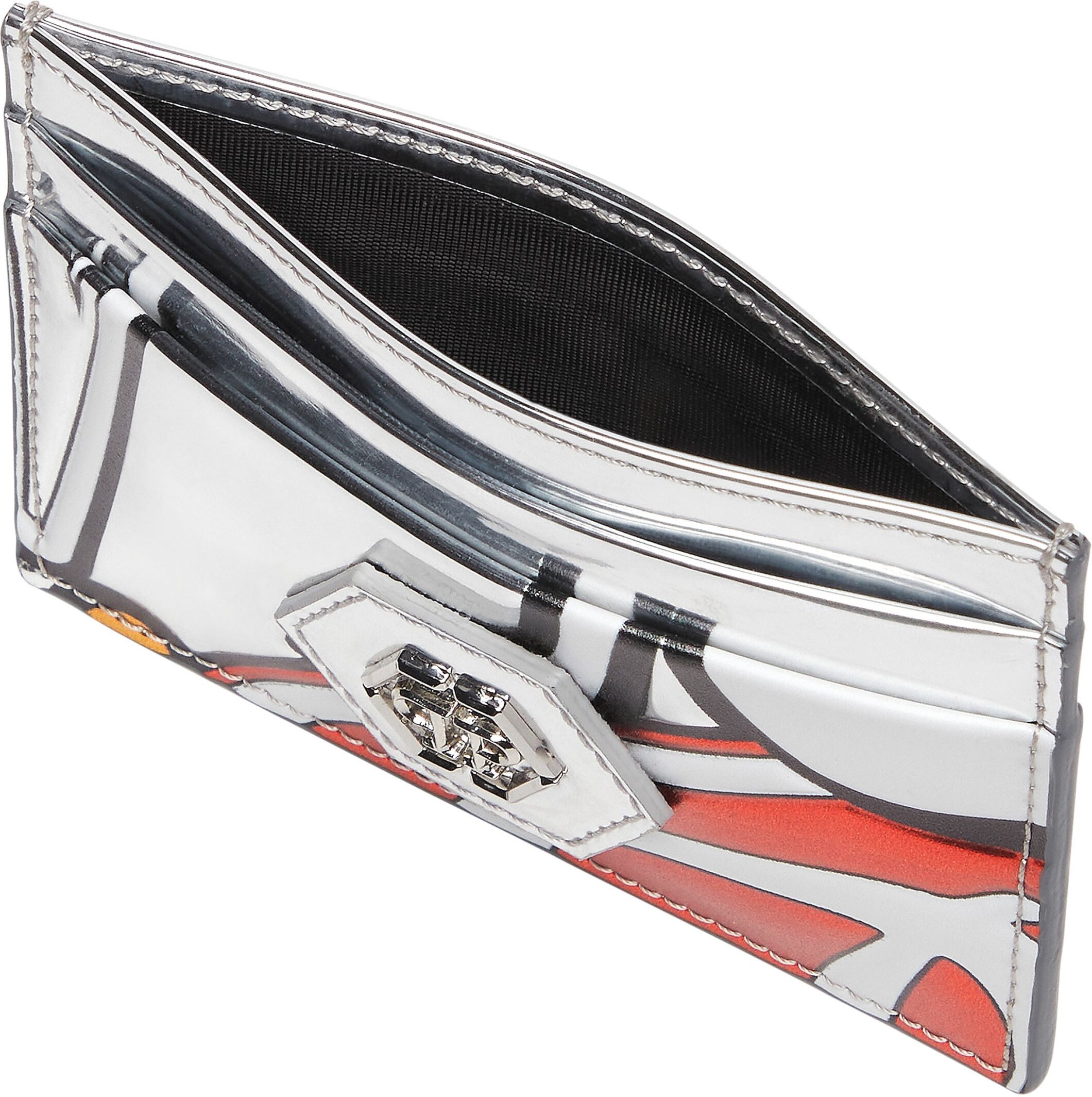 Clutch PHILIPP PLEIN "Kartenetui", Damen, transparent (13, rot), Taschen