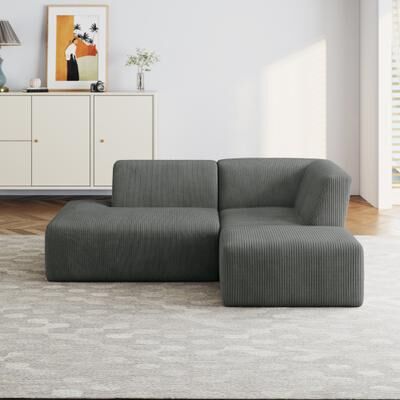 Uixe Modular All-Foam Corduroy Compression Sofa With Ottoman