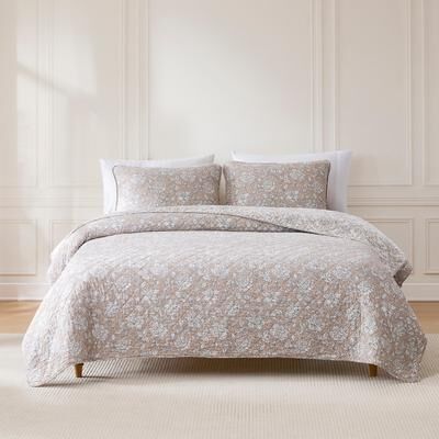 Lush Decor Zara Floral Block Cotton Reversible 3-Piece Quilt Set