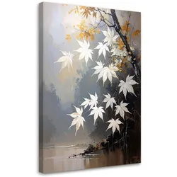 WANDBILD, Ahornblätter weiß-beige
