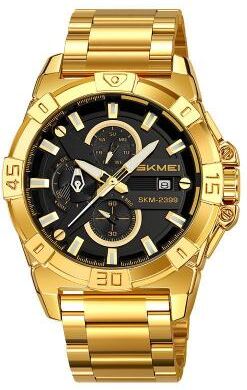 Everyday Crate SKMEI 2399 Mens Quartz Watch Stainless Steel Business Casual Chronograph Watch gold