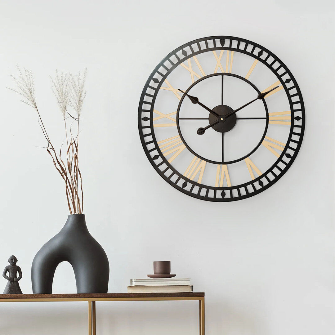17 Stories Byrle Skeleton Wall Clock Black 80cm W X 80cm H X 4cm D