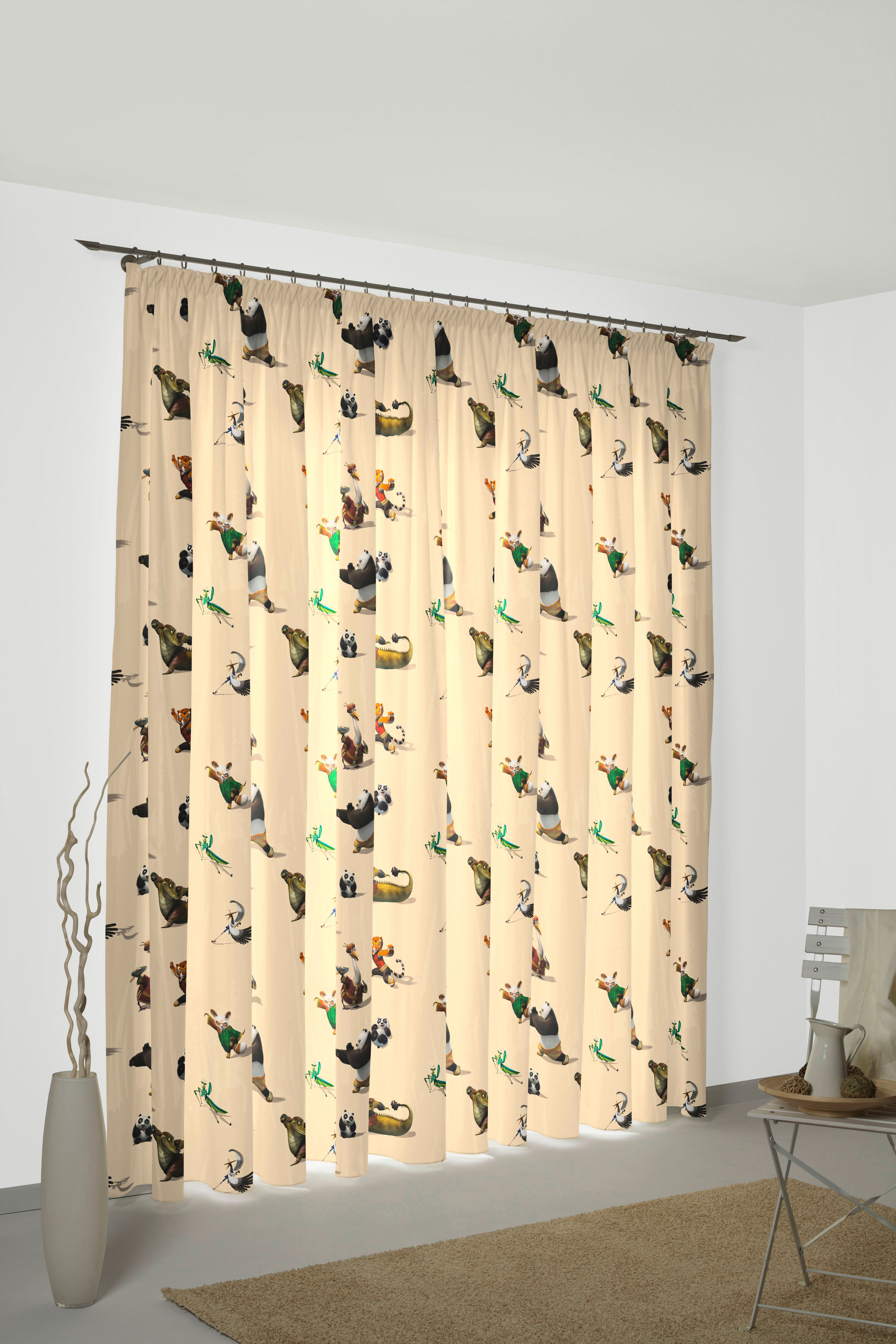 Vorhang WIRTH "Kung Fu Panda" Gr. 3, beige, B:142cm H:225cm, Satin, Polyester, Gardinen, Vorhang, Universal Pictures