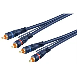 Goobay 50175 Car Hifi stereo Verbindungskabel Cinch, zweifach geschirmt, 5 m, Blau - 2x Cinch-Stecker > 2x Cinch-Stecker