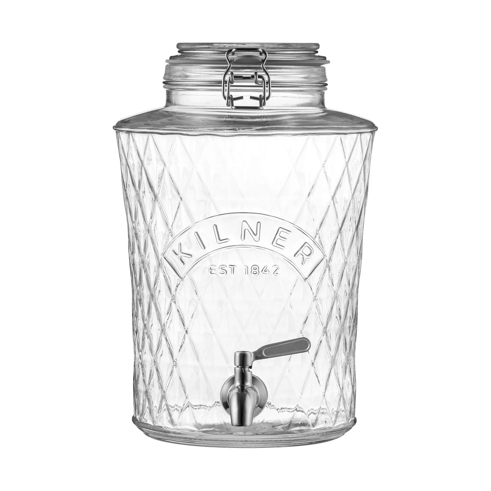 Kilner Diamant drankdispenser met tapkraan, Helder, 5 l
