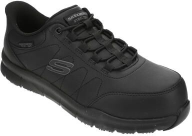 Skechers Work Nampa-Noren (Men's) in Black, Size 11.5 W, Leather/Memory Foam/Rubber