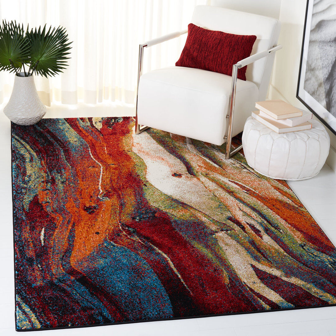 Metro Heaney Abstract Area Rug Red Rectangle 160 x 229 cm
