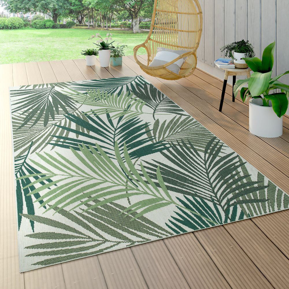 Beachcrest Home Butoves Floral Flatweave Indoor / Outdoor Area Rug Green Rectangle 200 x 290cm