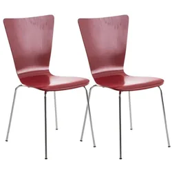 TPFLiving 2er Set Besucherstuhl Jaron mit Holzsitz und Metallgestell Farbe: Weiß