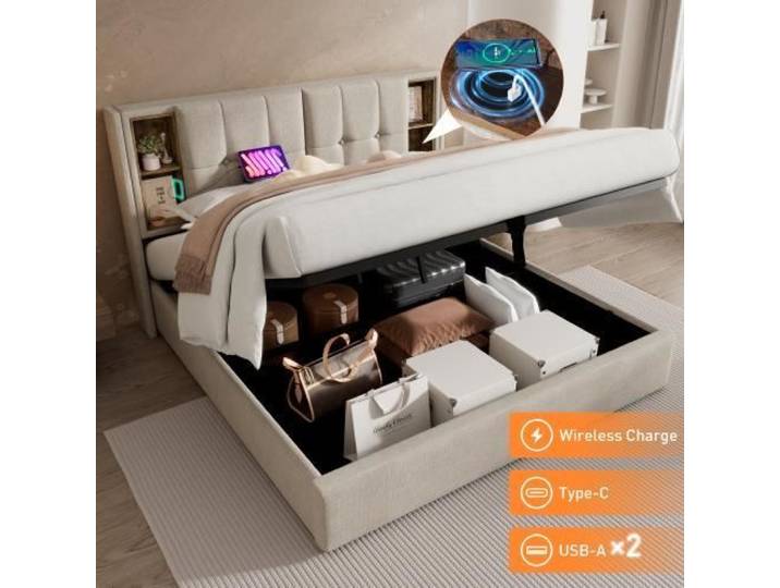 Lit Mezzanine 90x200 en Métal avec LED Lit Adulte avec Bureau Armoire et Rangement Style Gamer
