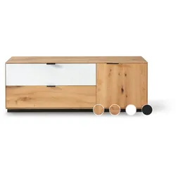 Massivholz »Lugano« Lowboard II mit Holzsockel Hobelschlag Front / Hobelschlag Front