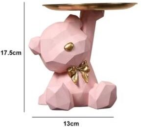 Multisell Products Hub Living Room Desktop Decoration Tray, Kawaii Geometric Butterfly Bear Tray, Candy Miscellaneous Storage Home Decoration pink