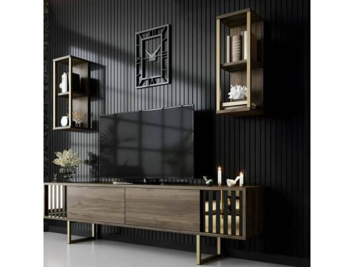 Dmora TV-Ständer Eunomia 180x30x48 cm Braun 5 Regale, 6 Fächer