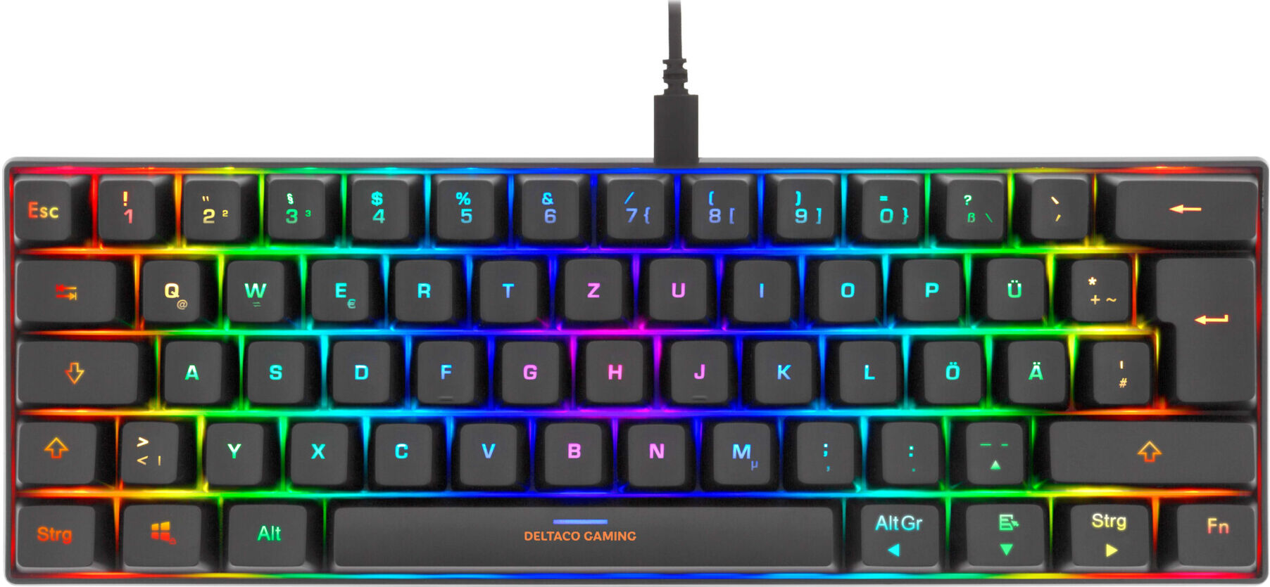 Deltaco GAMING Tastatur GAM-075-DE mechanisch 60% schwarz)