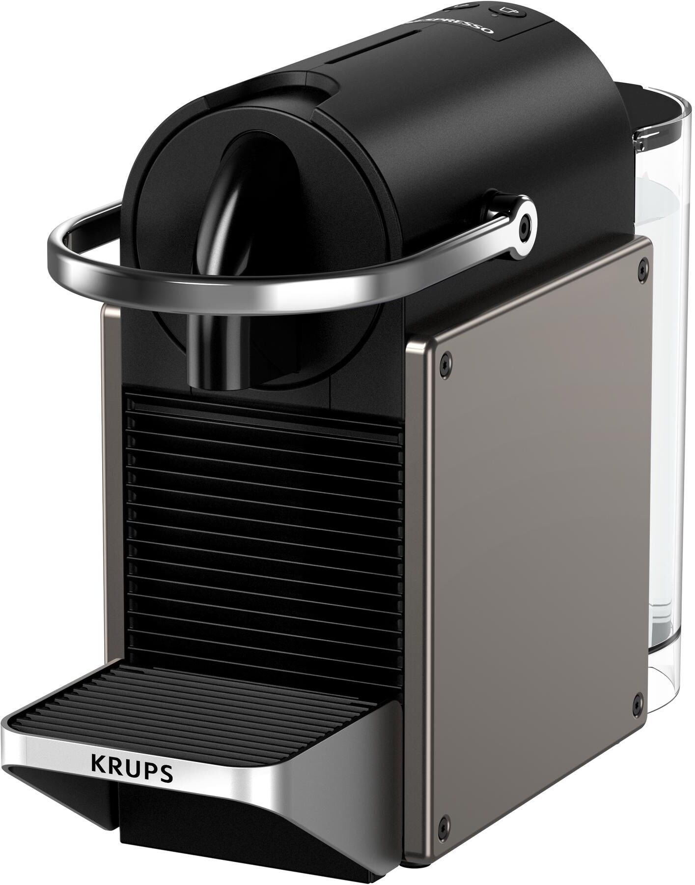 Krups Kapselmaschine "Nespresso Pixie XN306TCH Titan", Energieeffizienz: A+, grau (titanium), B:11,2cm T:32cm, Kaffeemaschinen, Kapselmaschine titanium Einheitsgröße