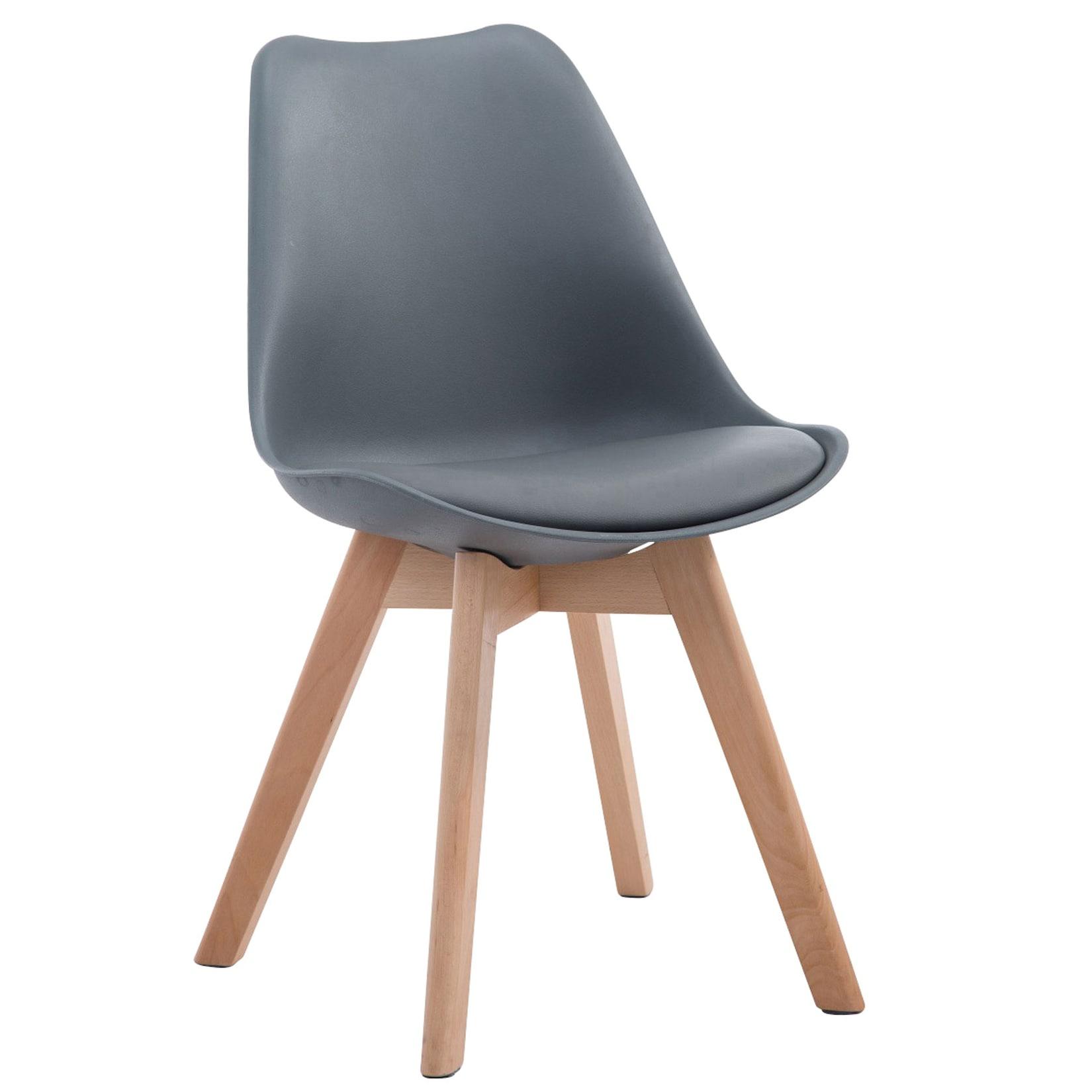 CLP Besucherstuhl Borneo V2 Natura Kunstleder - Farbe: grau, Gestellfarbe: natur