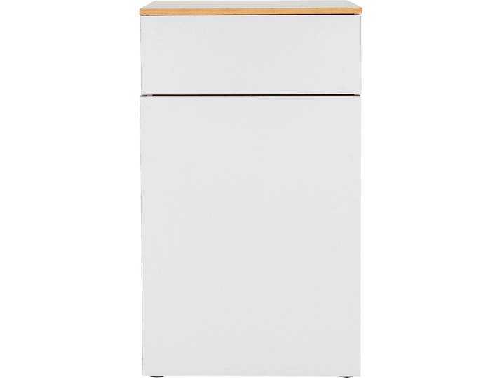 Schuhschrank India weiss Holzwerkstoff und melaminharzeschichtet Kanten Echtholz Eiche B 60 H 110 cm